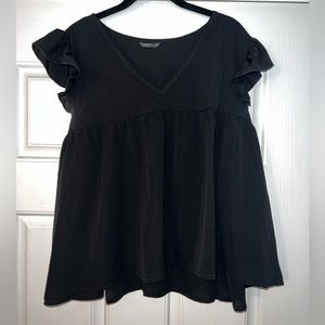 Babydoll black top. Shein size 2XL, fits like an XL.